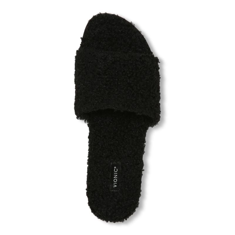 Vionic Demi Shearling Chanclas Negros | ssAbSFi7