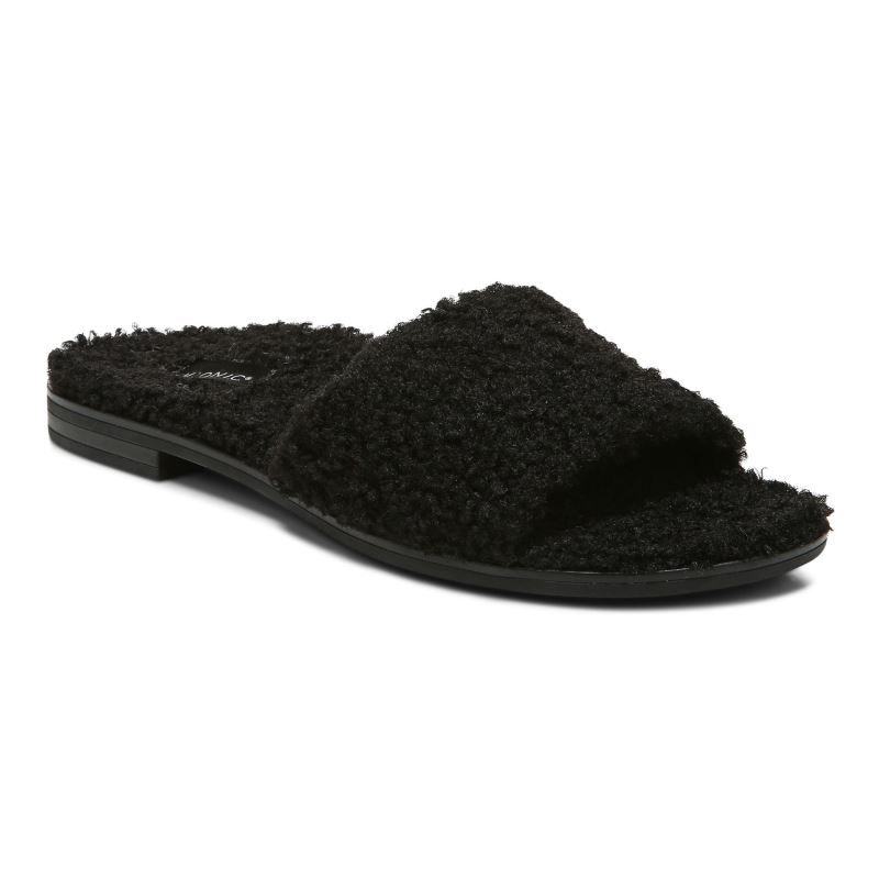 Vionic Demi Shearling Chanclas Negros | ssAbSFi7