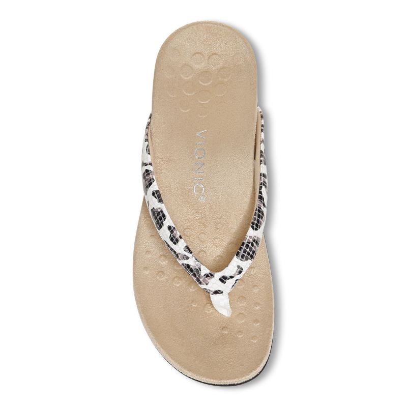 Vionic Dillon Puntera Post Sandal Blancos Leopardo | 6tjYsKBI