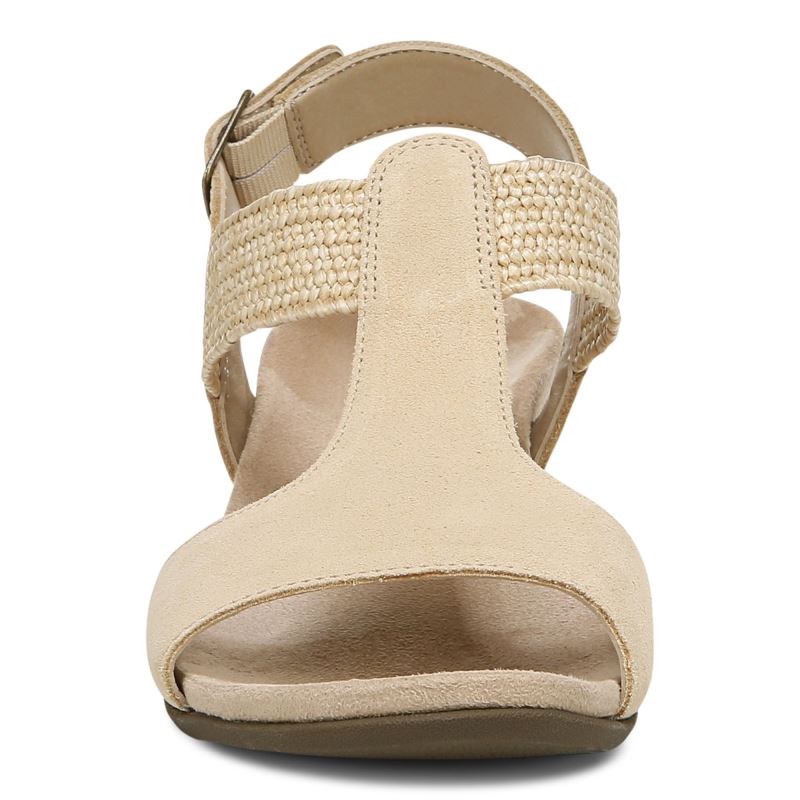Vionic Kaytie Wedge Sandal Beige | PM8WUk4C