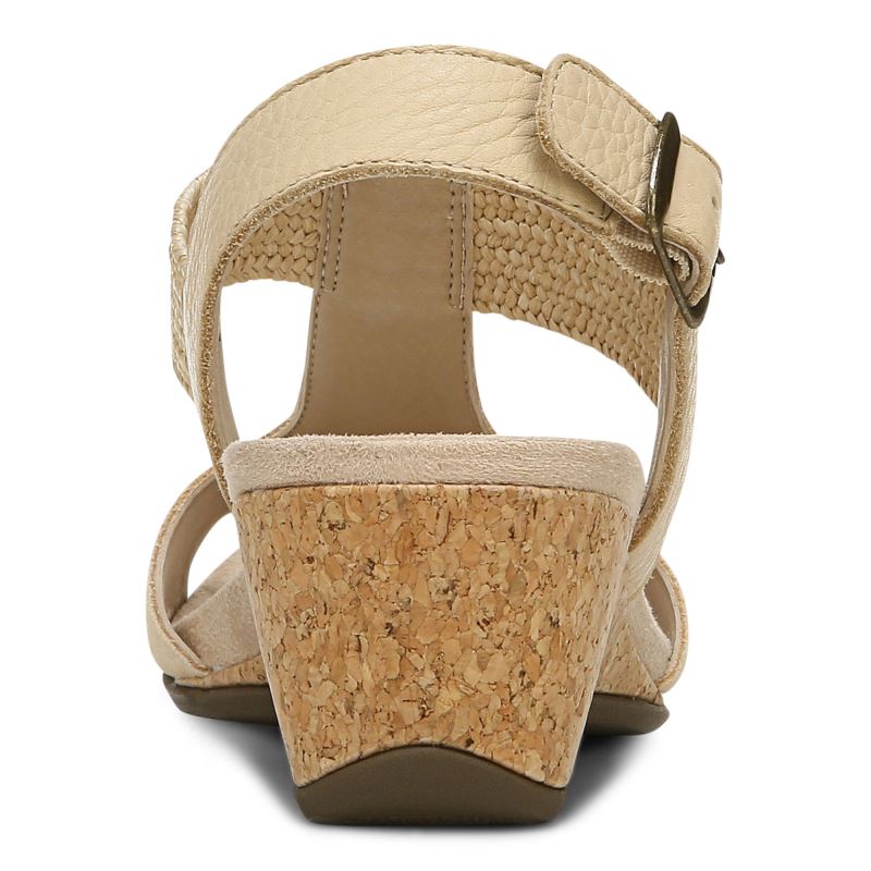 Vionic Kaytie Wedge Sandal Beige | PM8WUk4C