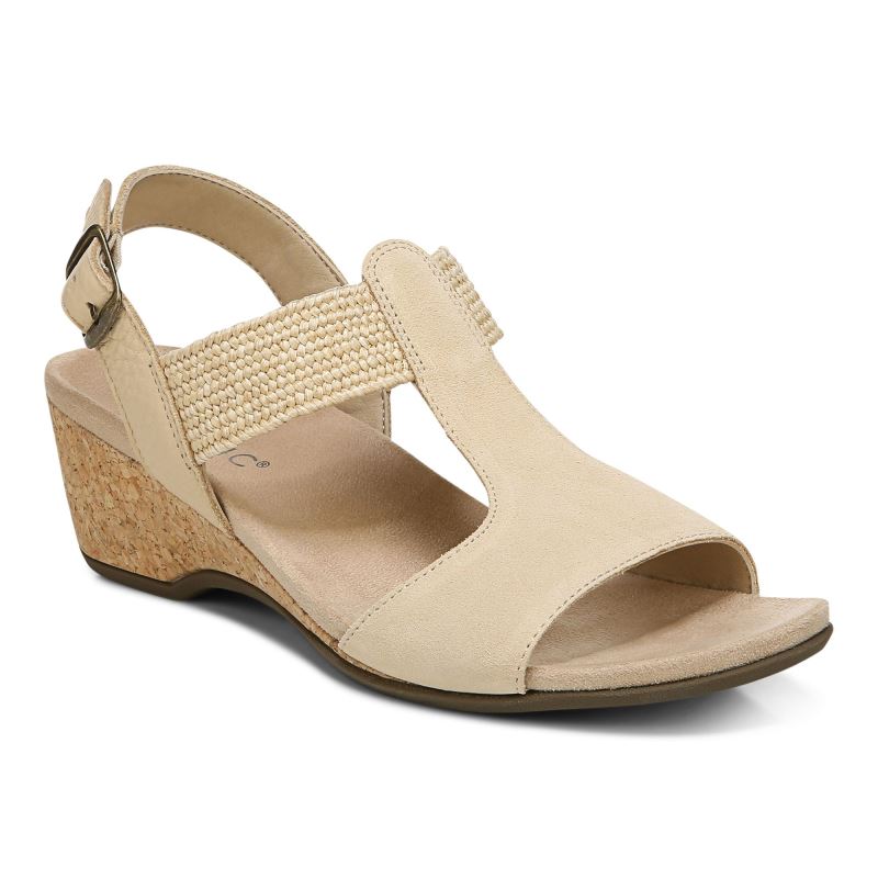 Vionic Kaytie Wedge Sandal Beige | PM8WUk4C