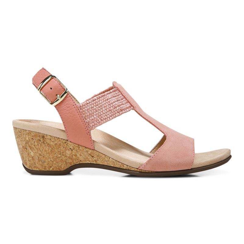 Vionic Kaytie Wedge Sandal Coral | vvnVjKzE