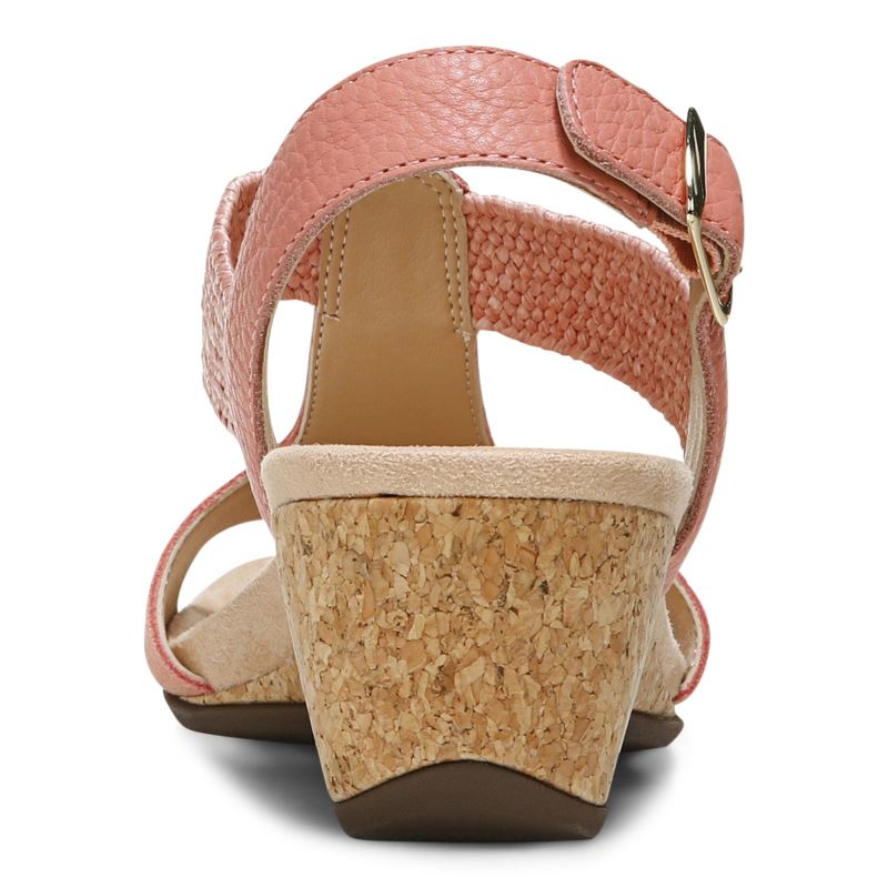 Vionic Kaytie Wedge Sandal Coral | vvnVjKzE