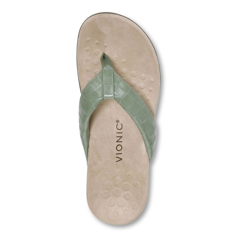 Vionic Layne Puntera Post Sandal Verde Oliva | cHq2iRGU