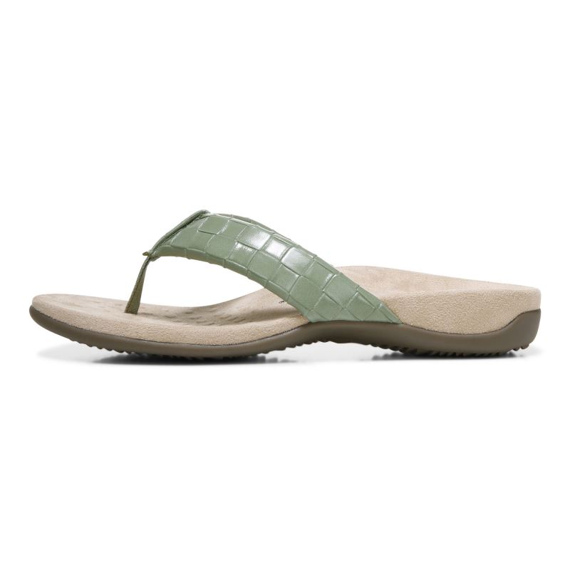 Vionic Layne Puntera Post Sandal Verde Oliva | cHq2iRGU