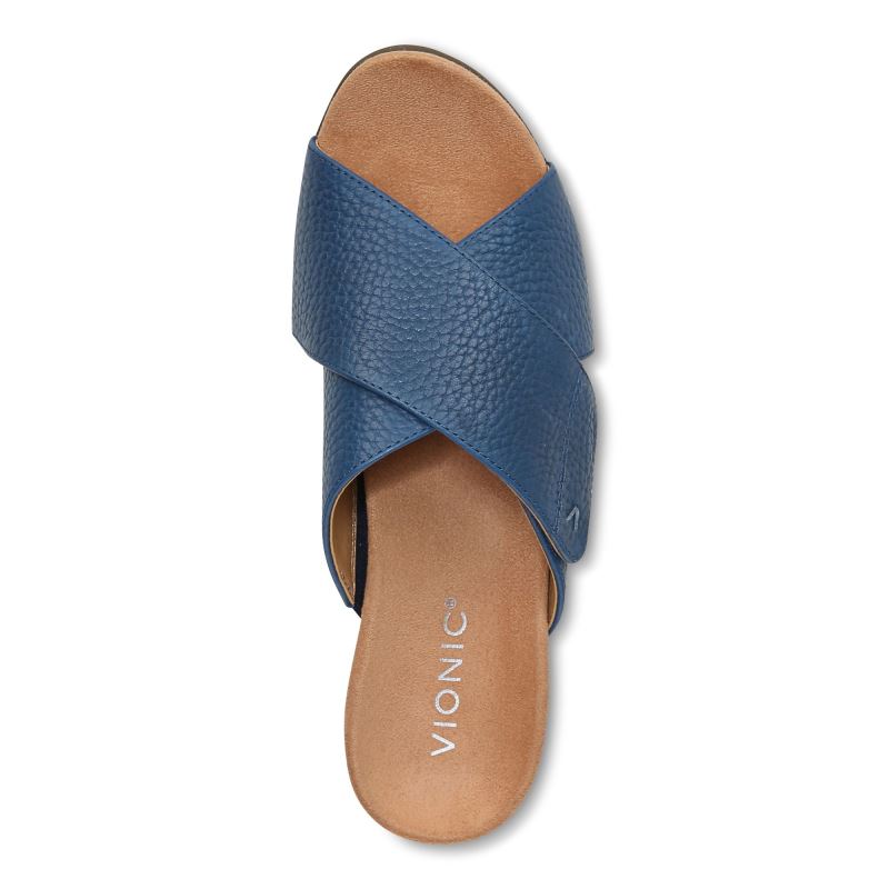 Vionic Leticia Wedge Sandal Azules Oscuro | rgcwaC3M