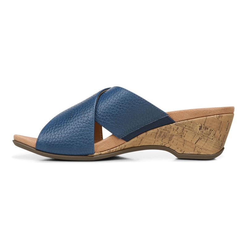 Vionic Leticia Wedge Sandal Azules Oscuro | rgcwaC3M