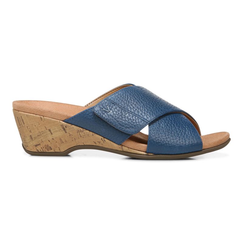 Vionic Leticia Wedge Sandal Azules Oscuro | rgcwaC3M