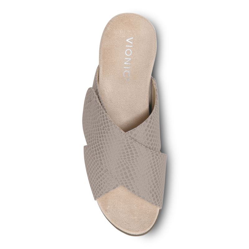 Vionic Leticia Wedge Sandal Grises | HhrJOn2F