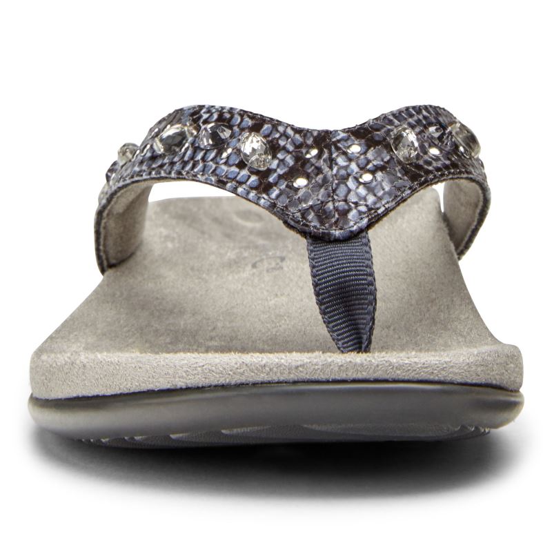 Vionic Lucia Puntera Post Sandal Grises Serpent | VtyklPSm