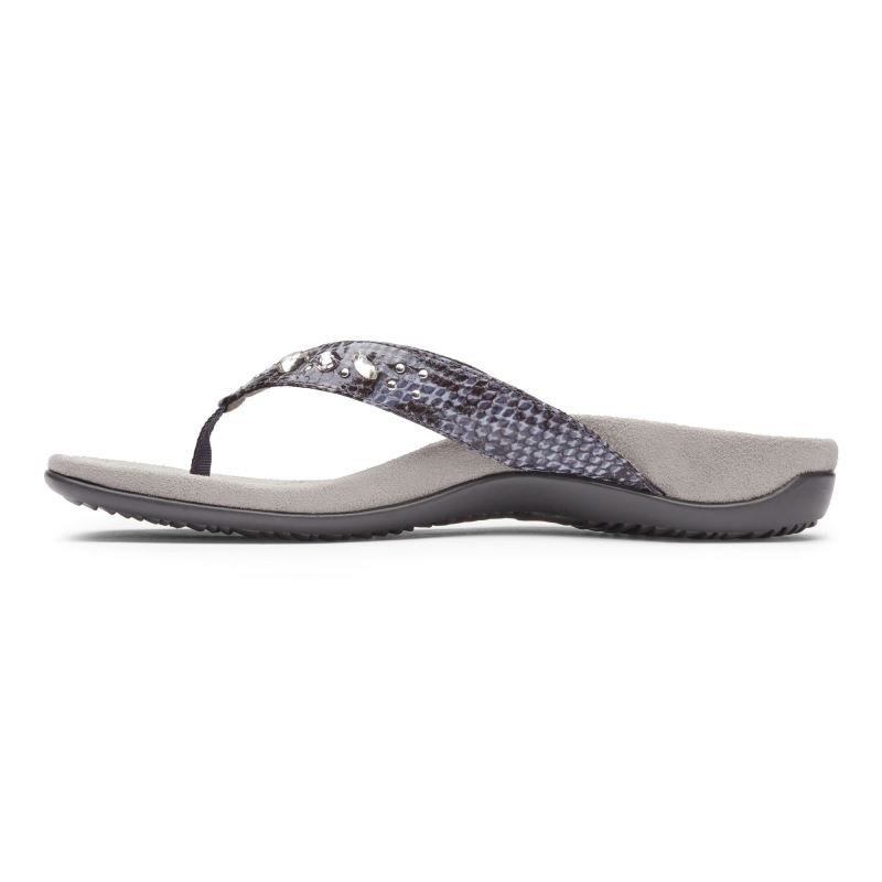 Vionic Lucia Puntera Post Sandal Grises Serpent | VtyklPSm