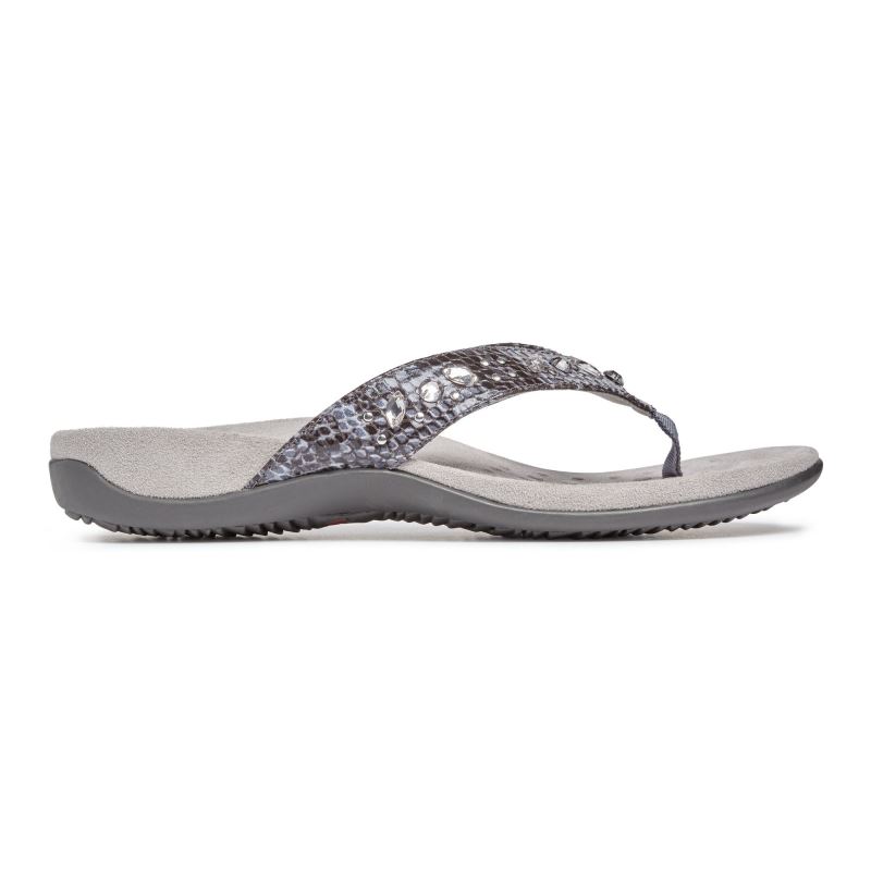 Vionic Lucia Puntera Post Sandal Grises Serpent | VtyklPSm