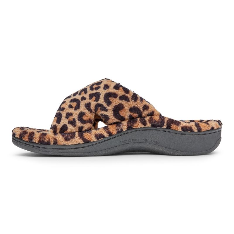 Vionic Relax Slippers Beige Leopardo | RVIj9f3X