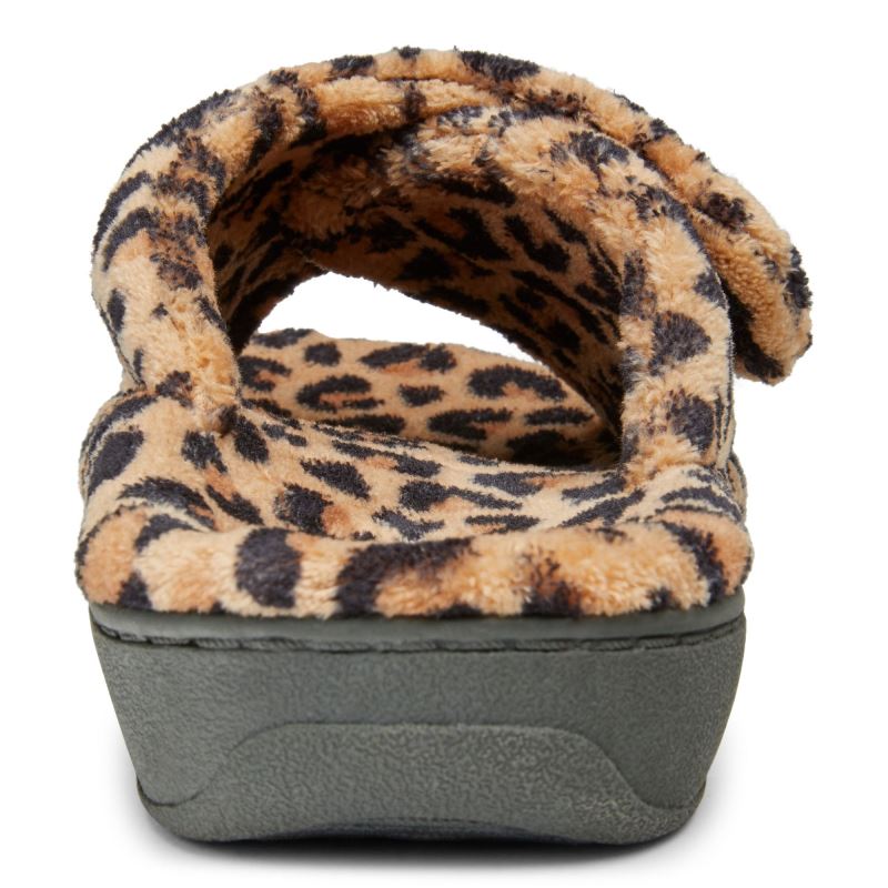 Vionic Relax Slippers Beige Leopardo | RVIj9f3X