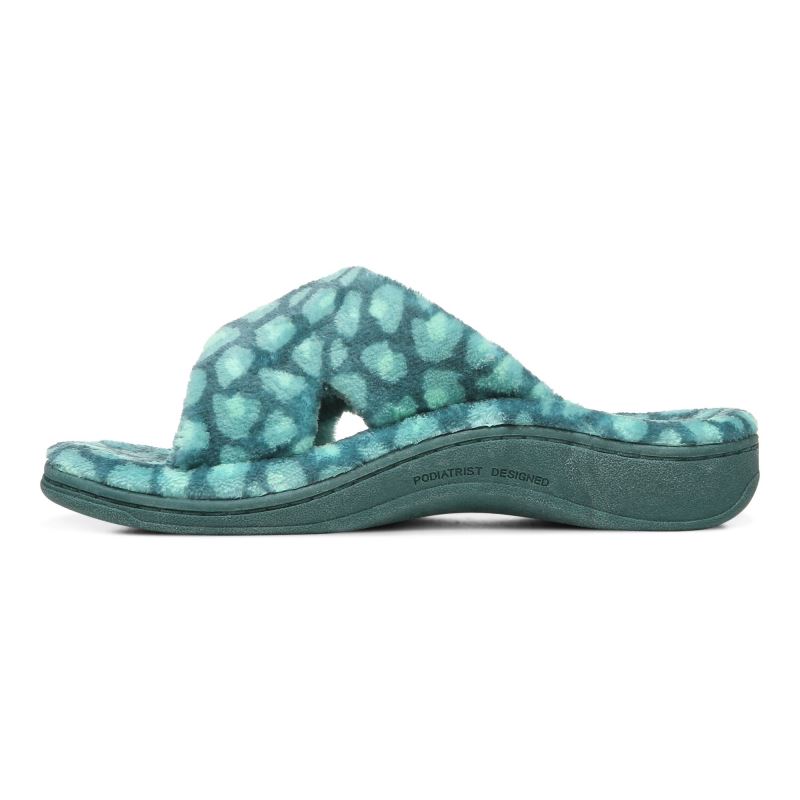 Vionic Relax Slippers Verdes Leopardo | be5UPn36