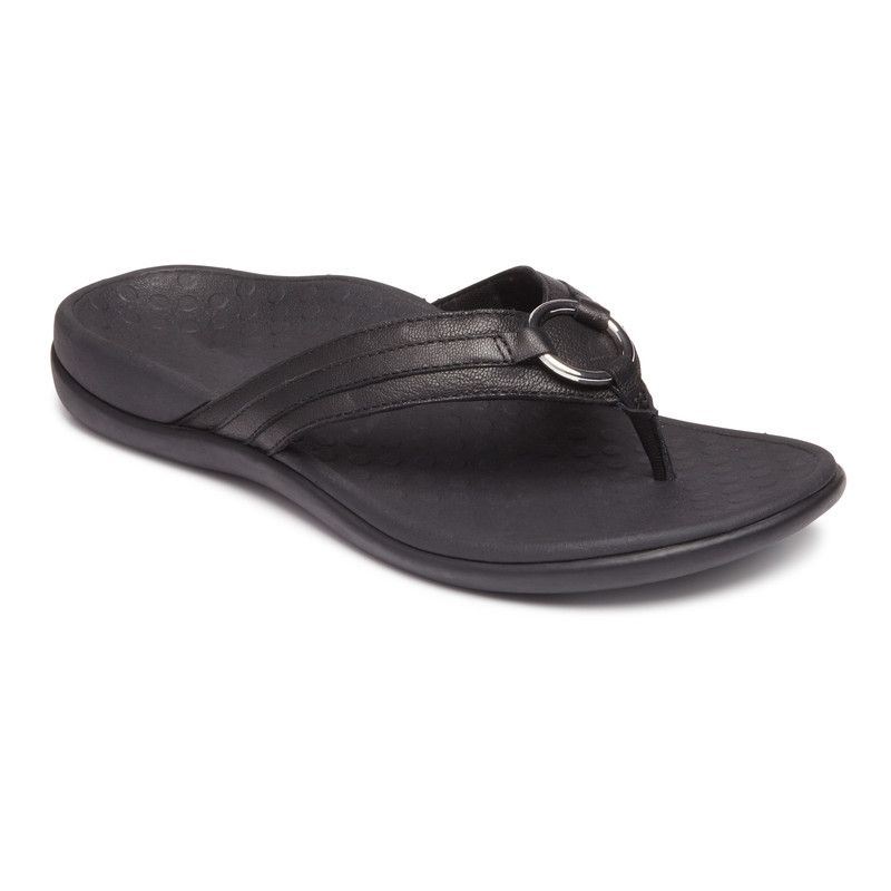 Vionic Tide Aloe Puntera Post Sandal Negros | HKKKGmgk