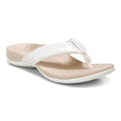 Vionic Layne Puntera Post Sandal Creme | 10kZsnvf