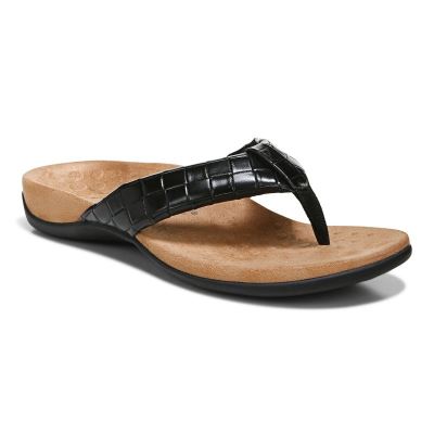 Vionic Layne Puntera Post Sandal Negros | qJ5XFE9D