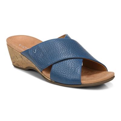 Vionic Leticia Wedge Sandal Azules Oscuro | HGQblYmu