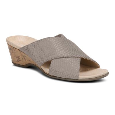 Vionic Leticia Wedge Sandal Grises | HhrJOn2F