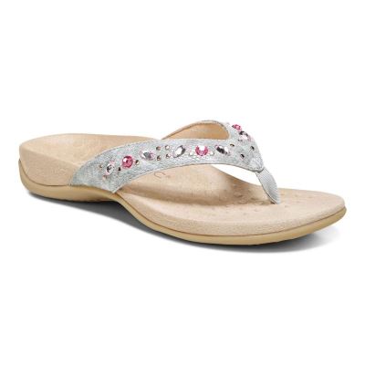 Vionic Lucia Puntera Post Sandal Grises Claro | kEF6Uihu