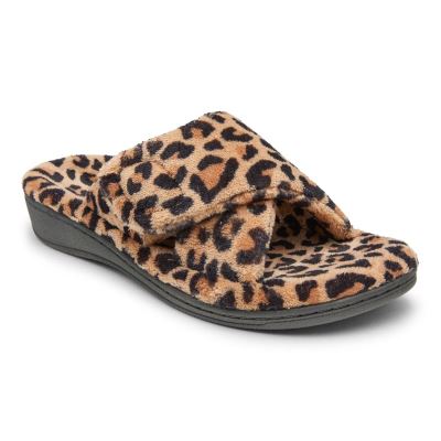 Vionic Relax Slippers Beige Leopardo | RVIj9f3X