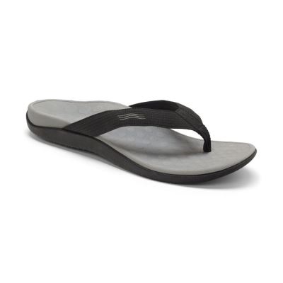 Vionic Wave Puntera Post Sandal Negros | mhmuvrxR